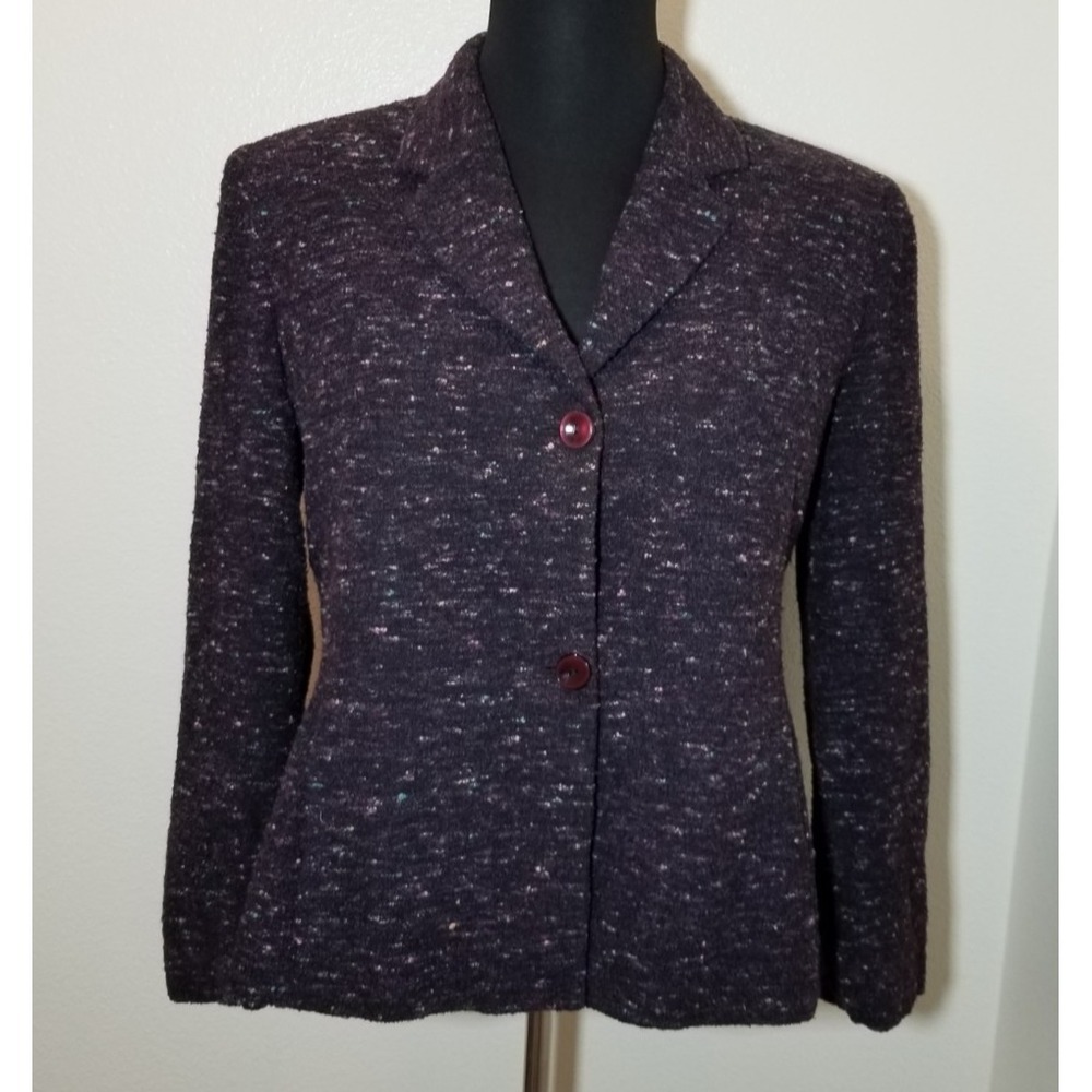 Jones Wear Womens Size 16 Plum Wool Blazer Old Money Business Minimalist Retro